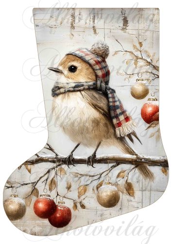 Mikuláscsizmák vintage stílusban kismadárral 2