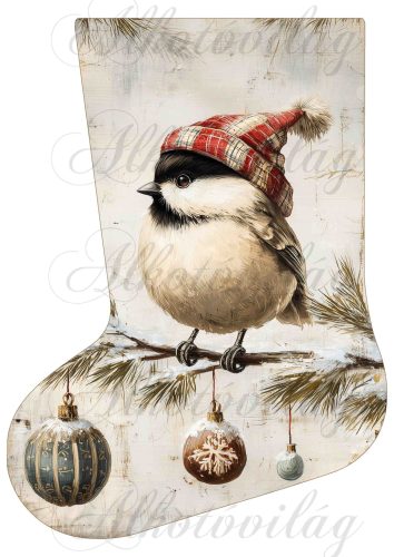 Mikuláscsizmák vintage stílusban kismadárral