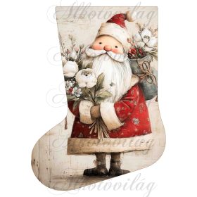   Mikuláscsizmák vintage stílusban mikulással és virágokkal