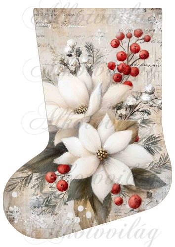 Mikuláscsizmák vintage stílusban mikulásvirággal