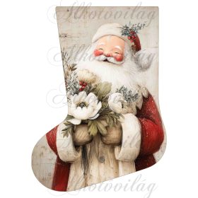 Mikuláscsizmák vintage stílusban mosolygós mikulással