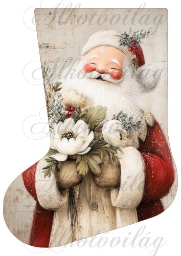 Mikuláscsizmák vintage stílusban mosolygós mikulással