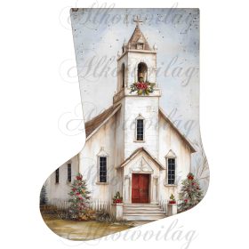 Mikuláscsizmák vintage stílusban templommal