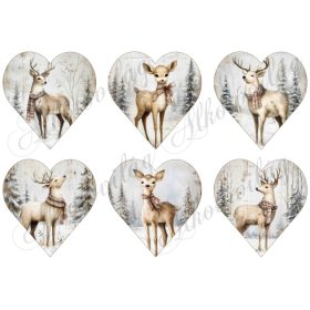  Szarvasok és őzikék vintage hangulatban - 9 cm magas szíveken