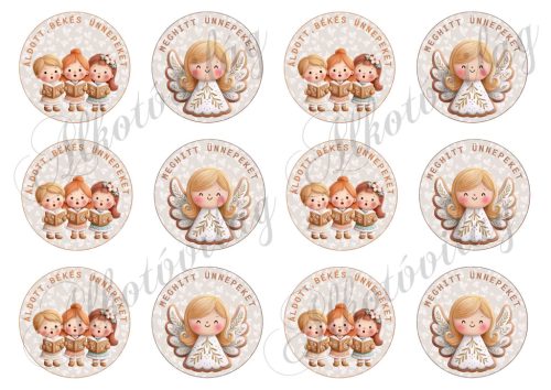 Éneklő gyerekek és angyalka 6 cm-es körökben