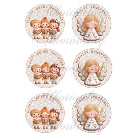 Éneklő gyerekek és angyalka 8,5 cm-es körökben