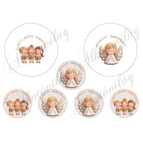   Éneklő gyerekek és angyalka körökben - 9 cm külső átmérőjű hímzőkerethez