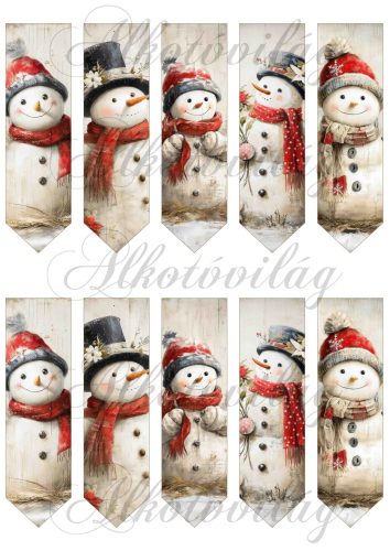 Könyvjelzők hóemberekkel - 12 x 3,5 cm