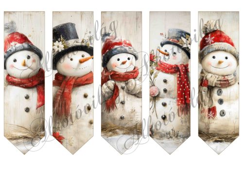 Könyvjelzők hóemberekkel - 17,5 x 5 cm