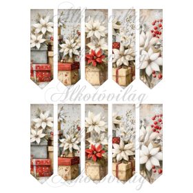 Könyvjelzők mikulásvirágokkal - 12 x 3,5 cm