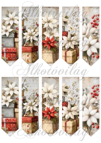 Könyvjelzők mikulásvirágokkal - 12 x 3,5 cm