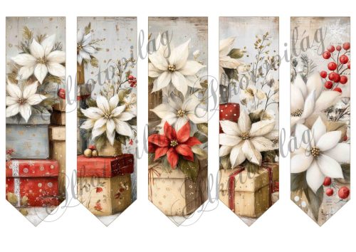 Könyvjelzők mikulásvirágokkal - 17,5 x 5 cm