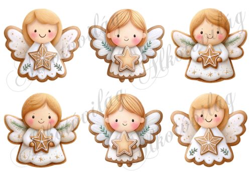 Mosolygós mézeskalács angyalkák - kb. 9 cm szélesek