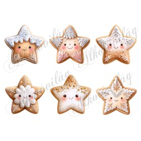 Mosolygós mézeskalács csillagok - kb. 8,5 cm átmérővel