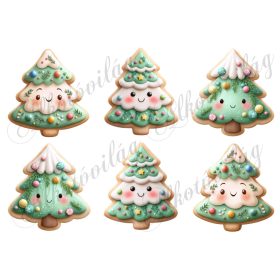 Mosolygós mézeskalács fenyőfák - kb. 9 cm magasak