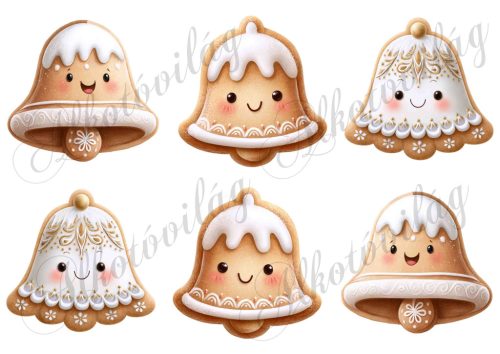 Mosolygós mézeskalács harangok - kb. 9 cm szélesek