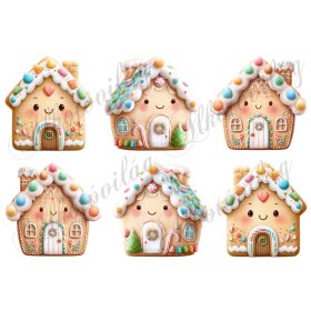 Mosolygós mézeskalács házikók - kb. 9 cm magasak