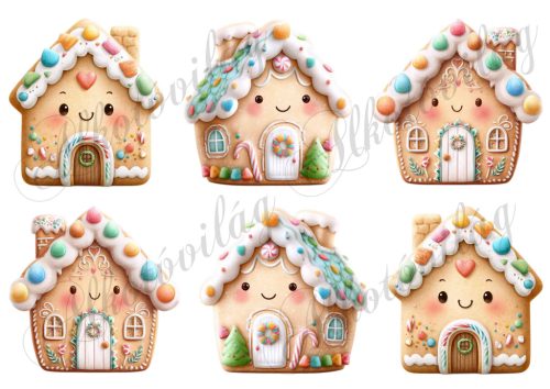 Mosolygós mézeskalács házikók - kb. 9 cm magasak