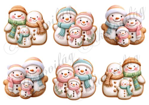 Mosolygós mézeskalács hóember család - kb. 9 cm szélesek