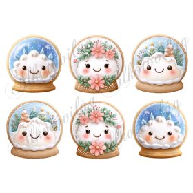 Mosolygós mézeskalács hógömbök - kb. 9 cm magasak