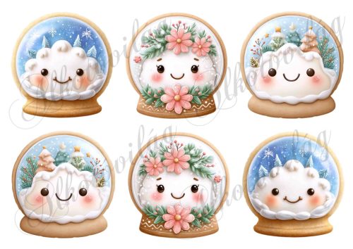 Mosolygós mézeskalács hógömbök - kb. 9 cm magasak