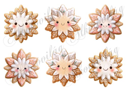 Mosolygós mézeskalács hópelyhek - kb. 9 cm magasak