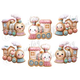 Mosolygós mézeskalács vonatok - kb. 9 cm szélesek
