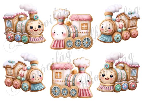 Mosolygós mézeskalács vonatok - kb. 9 cm szélesek