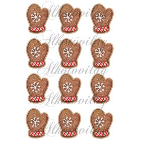 Mézeskalács kesztyűk színes cukorkákkal 6,5 cm magas