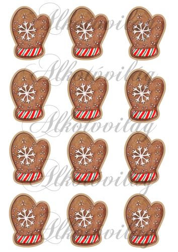 Mézeskalács kesztyűk színes cukorkákkal 6,5 cm magas