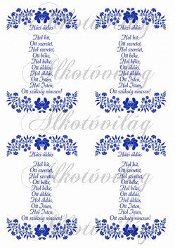 Házi áldás - kék kalocsai 4 db