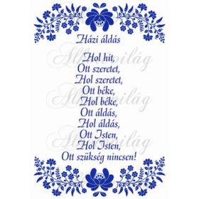 Házi áldás - kék kalocsai