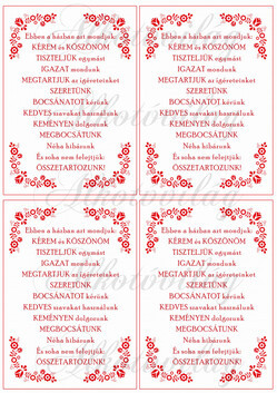 Kalocsai minta szöveggel - 4 db