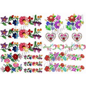 Kalocsai népi motívum kollázs