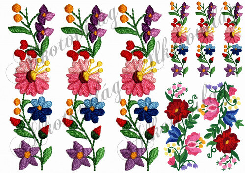 Népi virág motívum kollázs