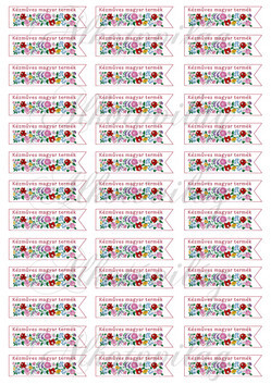 Kézműves magyar termék feliratú címkék (6x1,8 cm)