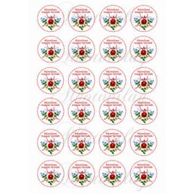   Kézműves magyar termék feliratú körök kalocsai mintával