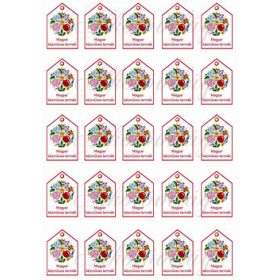   Magyar kézműves termék feliratú termékcímke kalocsai mintával 5 x 3,5 cm