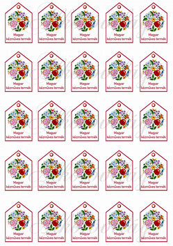 Magyar kézműves termék feliratú termékcímke kalocsai mintával 5 x 3,5 cm