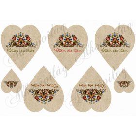   Hódmezővásárhelyi minta kraft szíveken otthon édes otthon feliratokkal