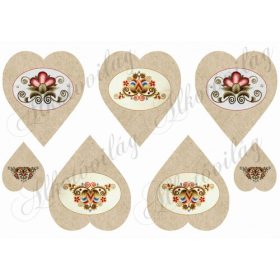 Hódmezővásárhelyi minta kraft szíveken oválisokban
