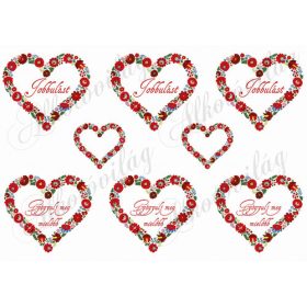   Kalocsai mintás szívek Jobbulást és Gyógyulj meg feliratokkal