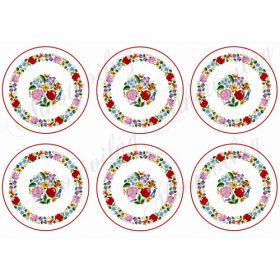   Színes kalocsai mintás körök poháralátéthez stb - 9 cm