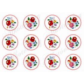 Szépséges kalocsai csokrok csavart körökben 5,5 cm