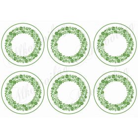 Zöld kalocsai mintás körök poháralátéthez stb - 9 cm