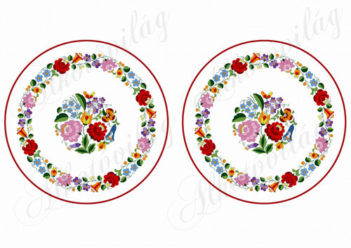 Színes kalocsai mintás körök NAGYBAN - 14 cm