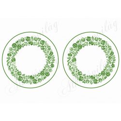 Zöld kalocsai mintás körök NAGYBAN - 14 cm