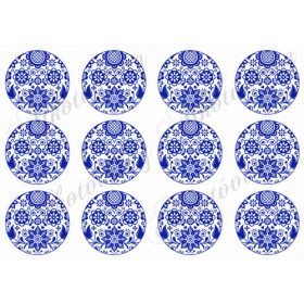 6 cm átmérőjű körök KÉK folk mintával