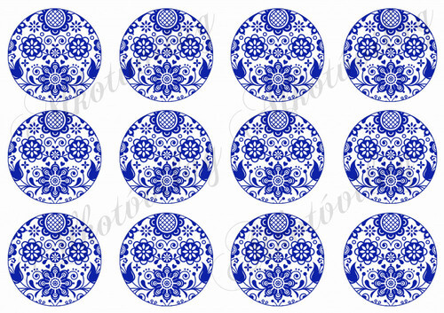 6 cm átmérőjű körök KÉK folk mintával