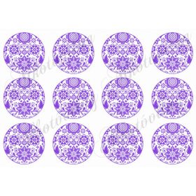 6 cm átmérőjű körök LILA folk mintával